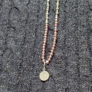 Anthropologie Serefina pink beaded shiny rhinestone necklace